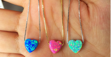 2016 fashion opal simple designs love heart jewelry necklaces