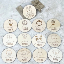 Customized Baby Birth Announcement Cards - 13PCS Growth Recording Cards with Laser Engraving