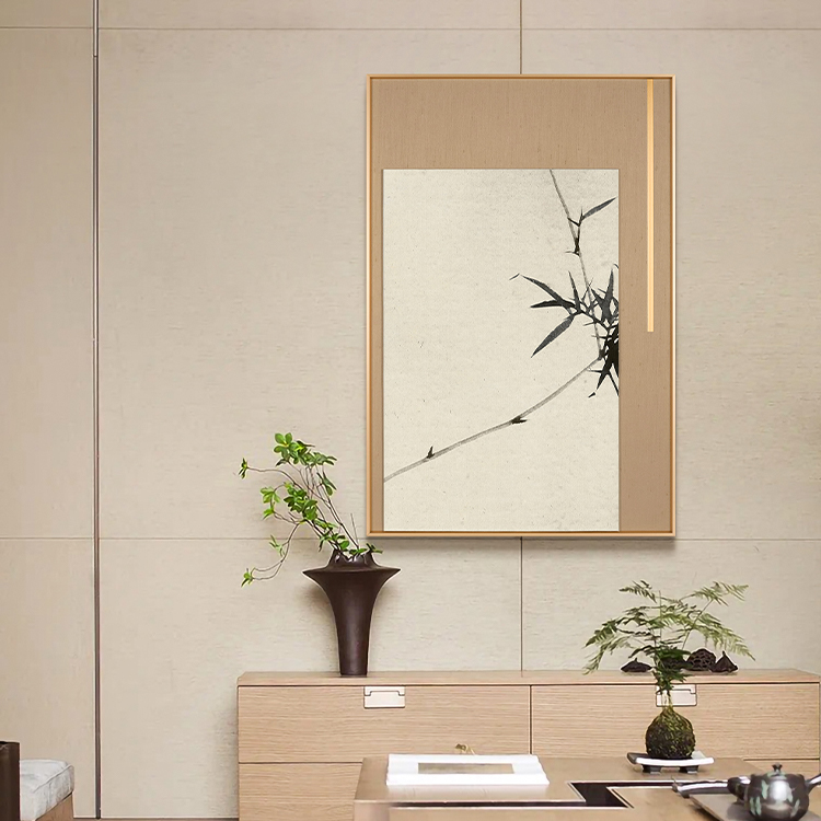 Artist design Traditional Chinese style Ink bamboo Printing artwork Canvas wall painting art For office wall decoration