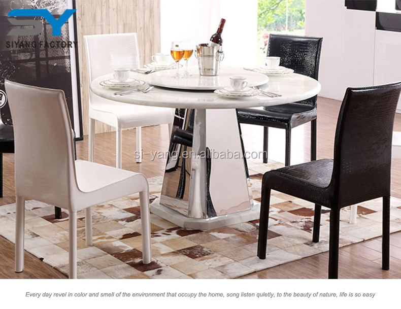 6 Seater Marble Top Round Dining Table Set With Rotating Center Ct016 ...