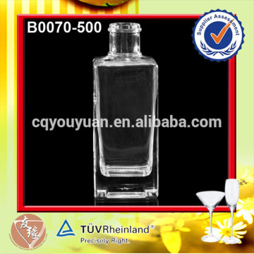 Machine Brown Liquor Bottles Square 500ML Glass Rum Bottle