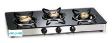 Toughened Glass Gas Stove 3 Brass Burners