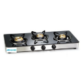 Toughened Glass Gas Stove 3 Brass Burners