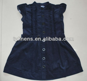 100% cotton corduroy navy blue girls winter dresses