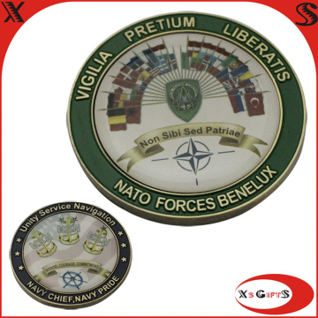 High Quality Navy Metal Coin with Epoxy
