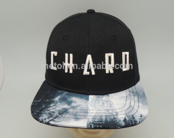 2017 best quality custom design printed flat brim topi hijab flexfit cap