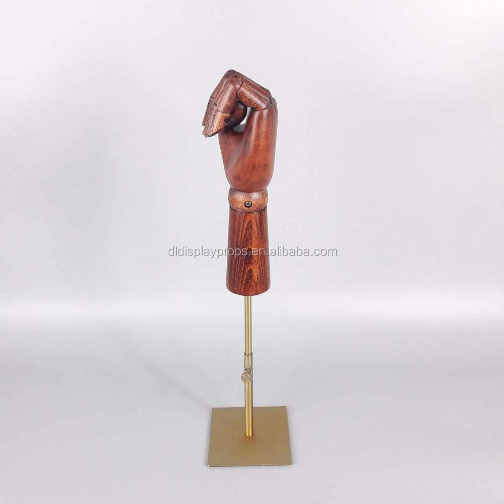 DL1143 Brownish red color flexible display hand female mannequin wooden hand Wood Articulated Hand on sale