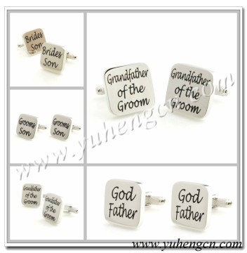 Elegant Square God Father,Brides Son,Grooms Son Wedding cufflinks