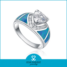 Rhodium solid 925 sterling silver ocean opal jewelry