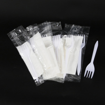 Disposable takeaway cutlery sets fork spoon napkin with opp bag for salad