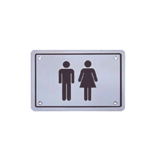 Signe de toilettes publiques en acier inoxydable