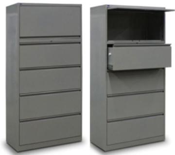 Top retractile drawer lateral file cabinet