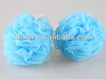Blue Meshy PE Bathing Bath Shower Pouf Mesh Bath Puff