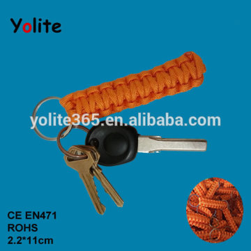 Camping self defense orange color paracord keychain