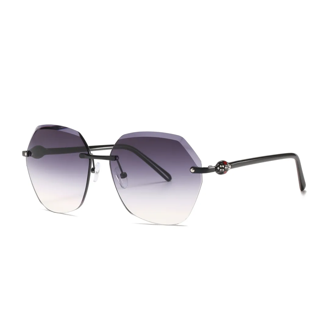 2020 Frameless No MOQ Metal Fashion Sunglasses with Diamonds