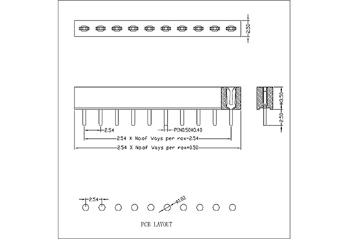 2.54 mm Female Header Single Row Straight Type DIP(W=2.5 H=3.5) FHES02-XXSXXXX