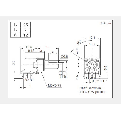 Potentiometer putar siri Rk09l