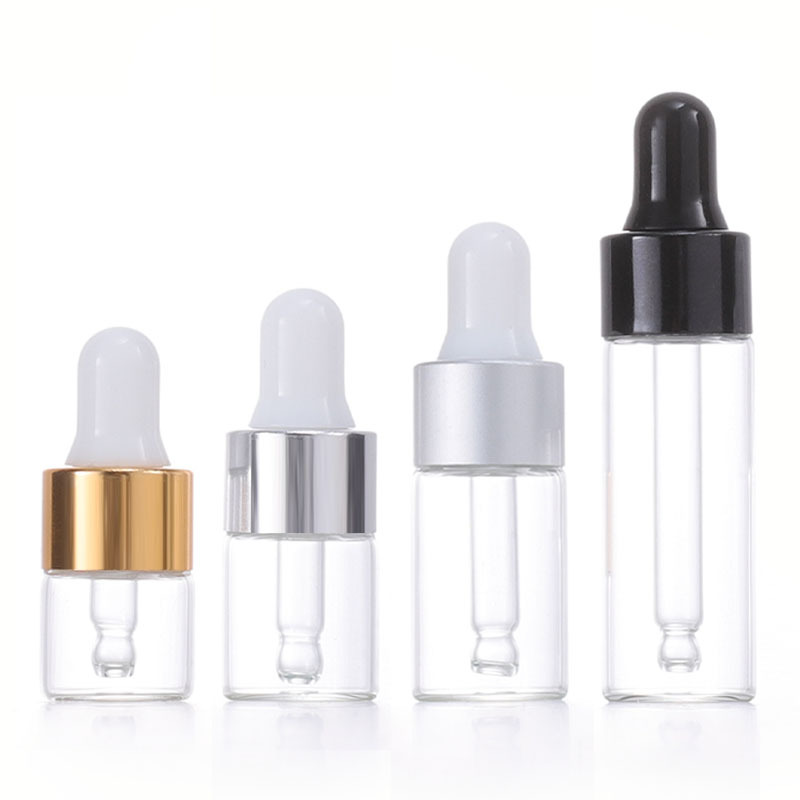 Wholesale Factory Price 1ml 2ml 3ml 5ml Clear Mini Trial Sample Essential Oil Glass Dropper Bottle