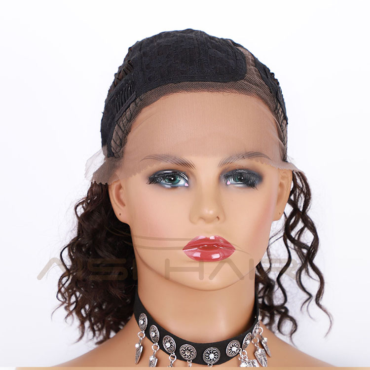 Aisi Hair Curly Wave Short Bob Swiss Lace Brown Wigs 100%  Brazilian Hair For Black Women Lace Front Human Hair Wigs