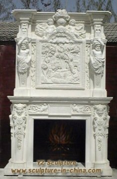 Marble Fireplace with Carvings