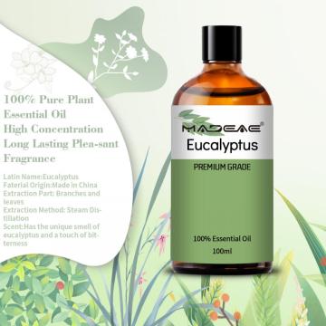 Venta caliente 100% puro de eucalipto orgánico natural aceite esencial para el cabello corporal cuidado de la piel spa masaje