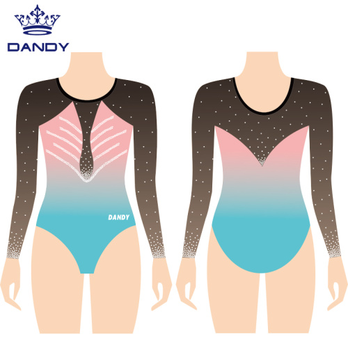 Long manch Comp jimnastik leotard