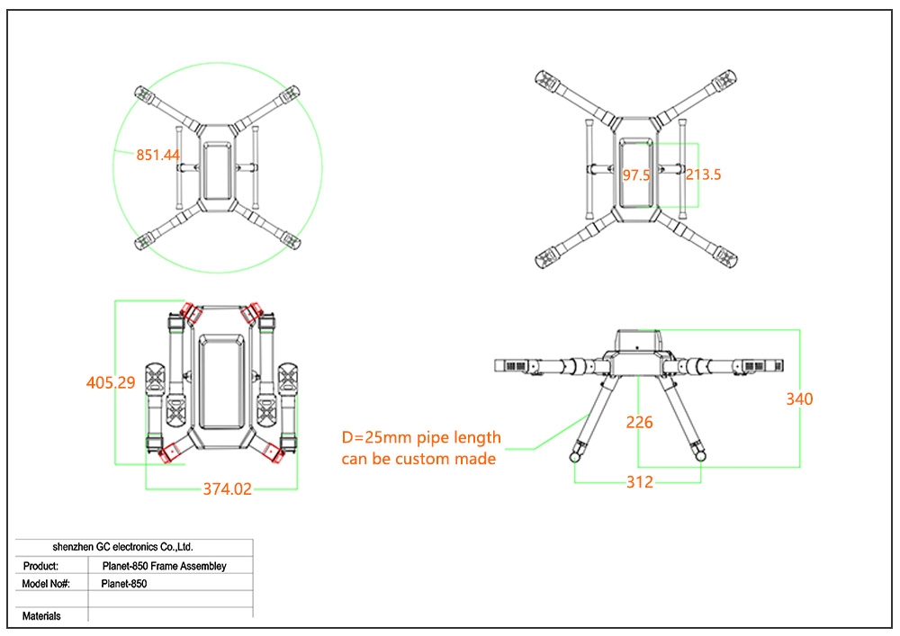 H850 size chart