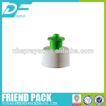 yuyao china made 24/410 push pull cap in green color, plastic push pull cap