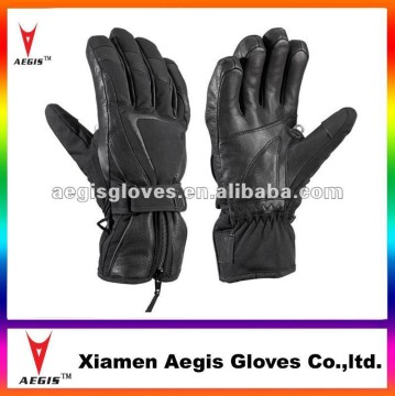 Breathable black waterproof ski gloves