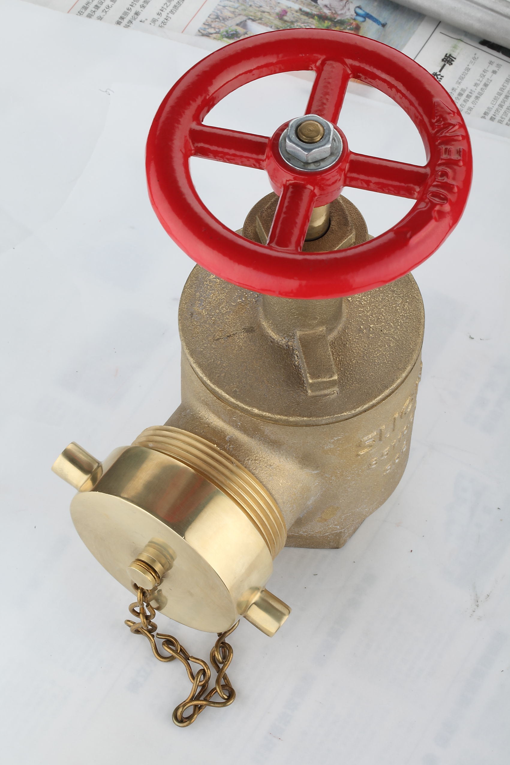 Certificated 2 1/2" angle hose valve male thread outlet fire Hydrant with caps iron handwheel brass valve for fire fighting