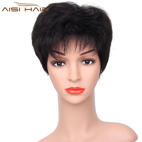 Aisi Hair Top Quality Short Straight Indian Human Hair Wigs Short Pixie Cut Human Hair Wigs For Women