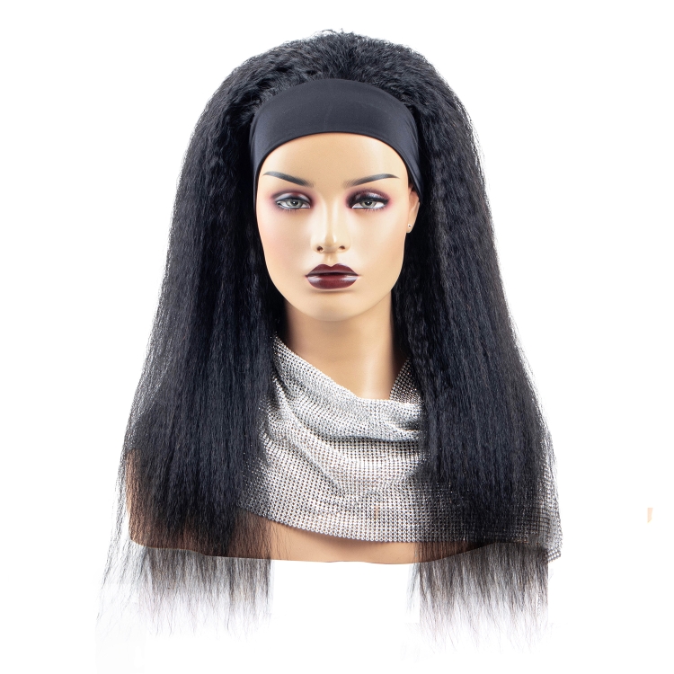 Year end Promotion 200% density kinky straight yaki headband wig Wholesale price 100% human hair India hair wig for black woman