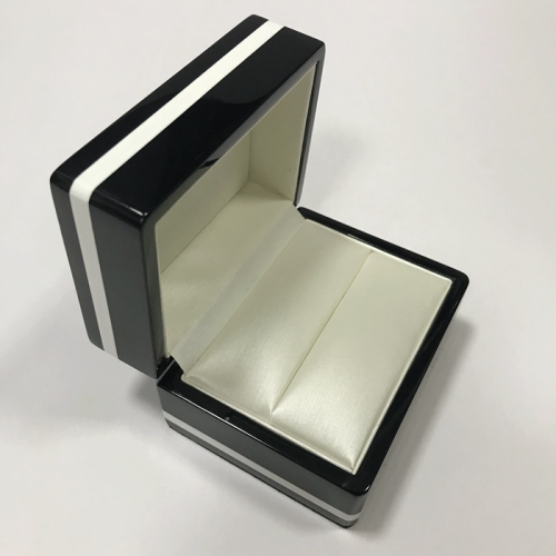 Caixa de embalagem de presente de madeira preta de luxo para anel