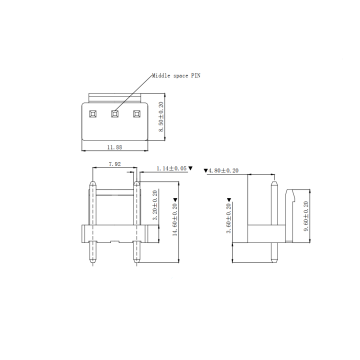 VH3.96mm 180 ° Wafer Connector Series Void de middelste pin