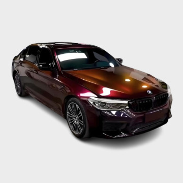 TSAUTOP 1.52*18m Suple Glossy PET Flowing Phantom Black Red Vehicle Vinyl Wrap