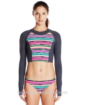 Hot Women Long Sleeve Rash Guard Custom Sublimated Lycra Printed Rash Guard