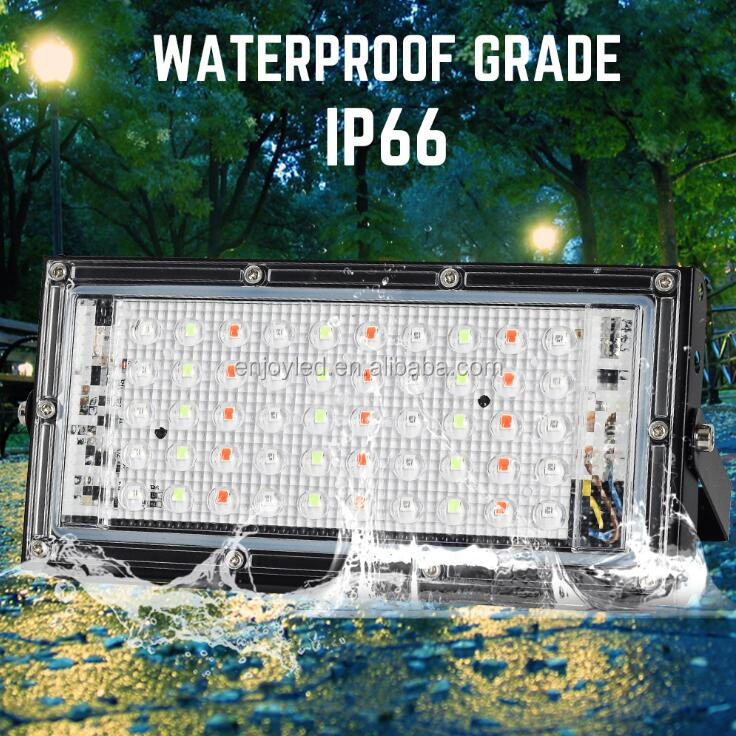 IP66 RGB led flood light 30W 35W in black case with 24keys remote for garden lighting