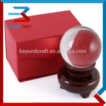 decorative optical crystal ball,wood base crystal ball