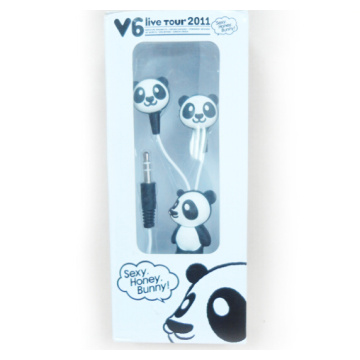 Factory Children Adorable Cartoon Panda Retractable Earphone