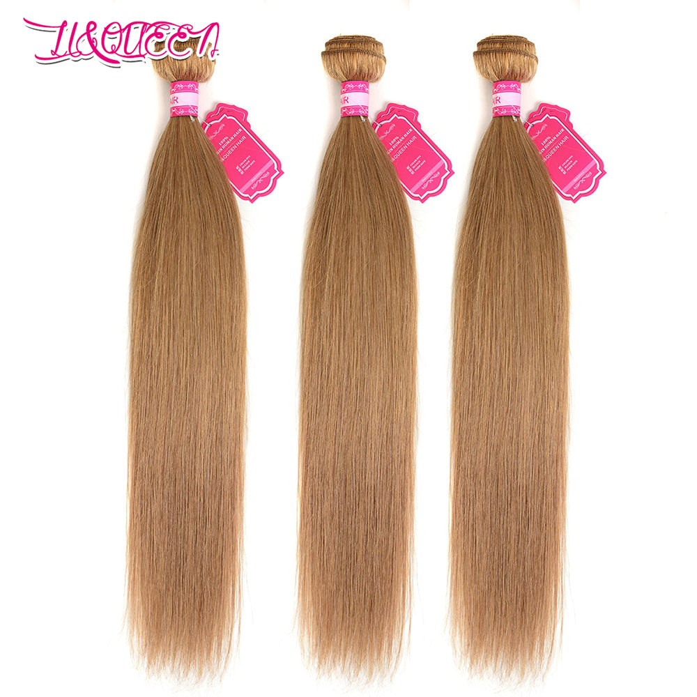 Color 27 Honey Blonde Brazilian Straight Hair 100% Human Hair Bundles  10-26 inch remy hair weft