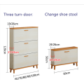 Door européenne d&#39;arbre et armoire à chaussures à deux tiroirs et tabouret de chaussures avec des pattes en bois massif