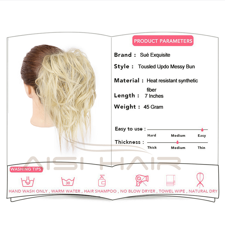 Aisi Hair Synthetic Donut Blonde Chignon Curly Bun Pad Chignon Elastic Band Ribbon Ponytail Rope Rubber Hair Extension For Women