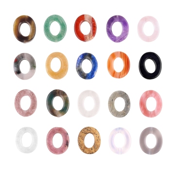 10x12MM Natural Stone Hollow Oval Bead Drilled Side Hole Gemstone Oval Beads for Diy Jewelry Making