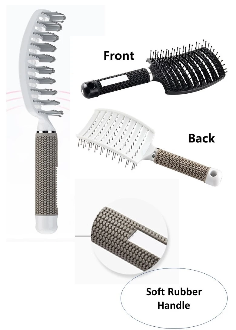 Curved Fast Dry Styling Detangling Vented Styling Hair Brush for Men & Women