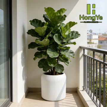 Small vertical striped flowerpot