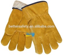 Golden Cow Split Leather Driving Gloves Fur Lining
