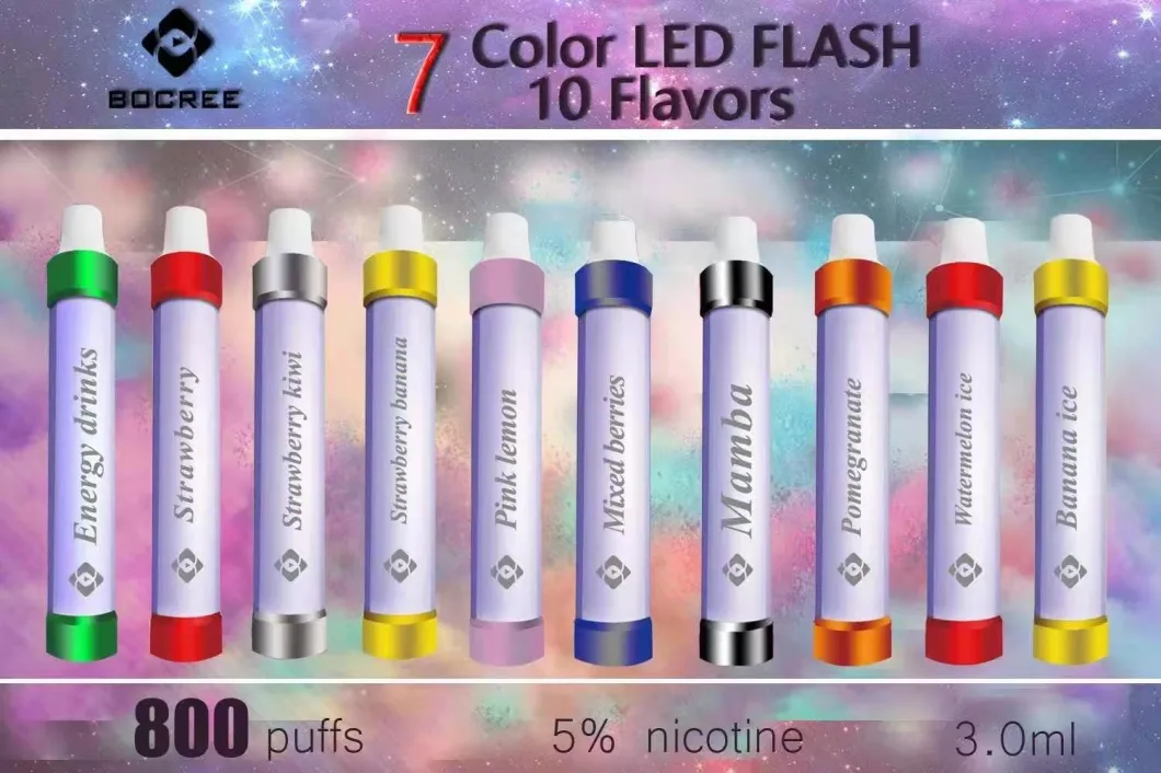 800 Puffs Fruit Flavor Disposable Cigarette Vape Pen LED Light Flash E Cigarette Factory Price