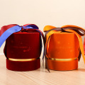 Wholesale Velvet Round Ring Box with Ribbon