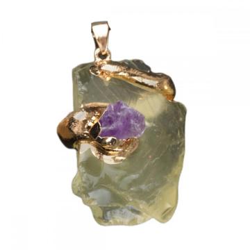 Gemstone Crystal Raw Rock Rough Irregular Shape Pendant Natural Stone Gold Plated Charm Pendant for DIY Jewelry Making