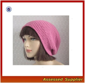 XJ0850/Rose pink crochet hat/ wholesale slouch beanie hat